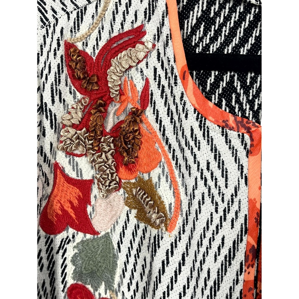 Chico's Jacket Womens 3 Multicolor Chevron Artisan Embroidered Floral Wedding - Picture 11 of 13